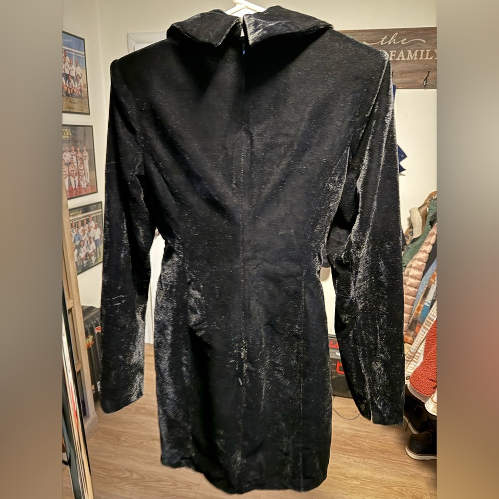 NWT Black Velvet Mini Dress - Picture 5 of 9
